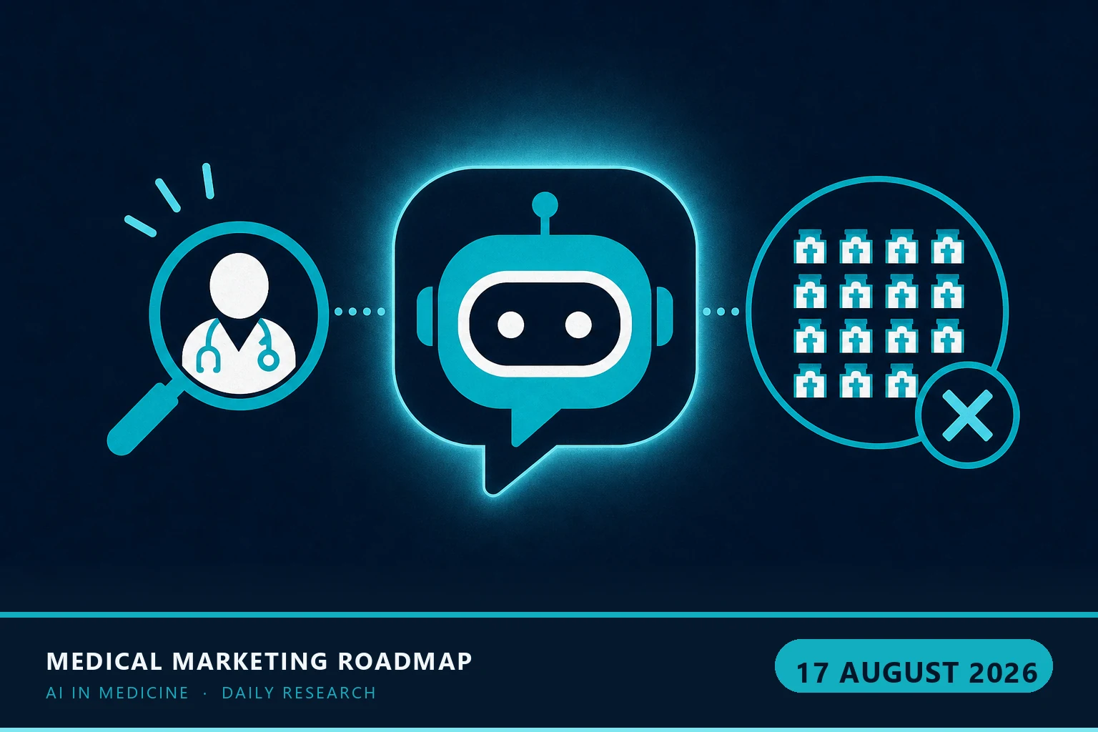 Medical Marketing Roadmap AI research illustration for August 17, 2026 — ChatGPT was asked ~4,950 times to recommend a doctor. It cited zero of the 200 independent practices tested.
