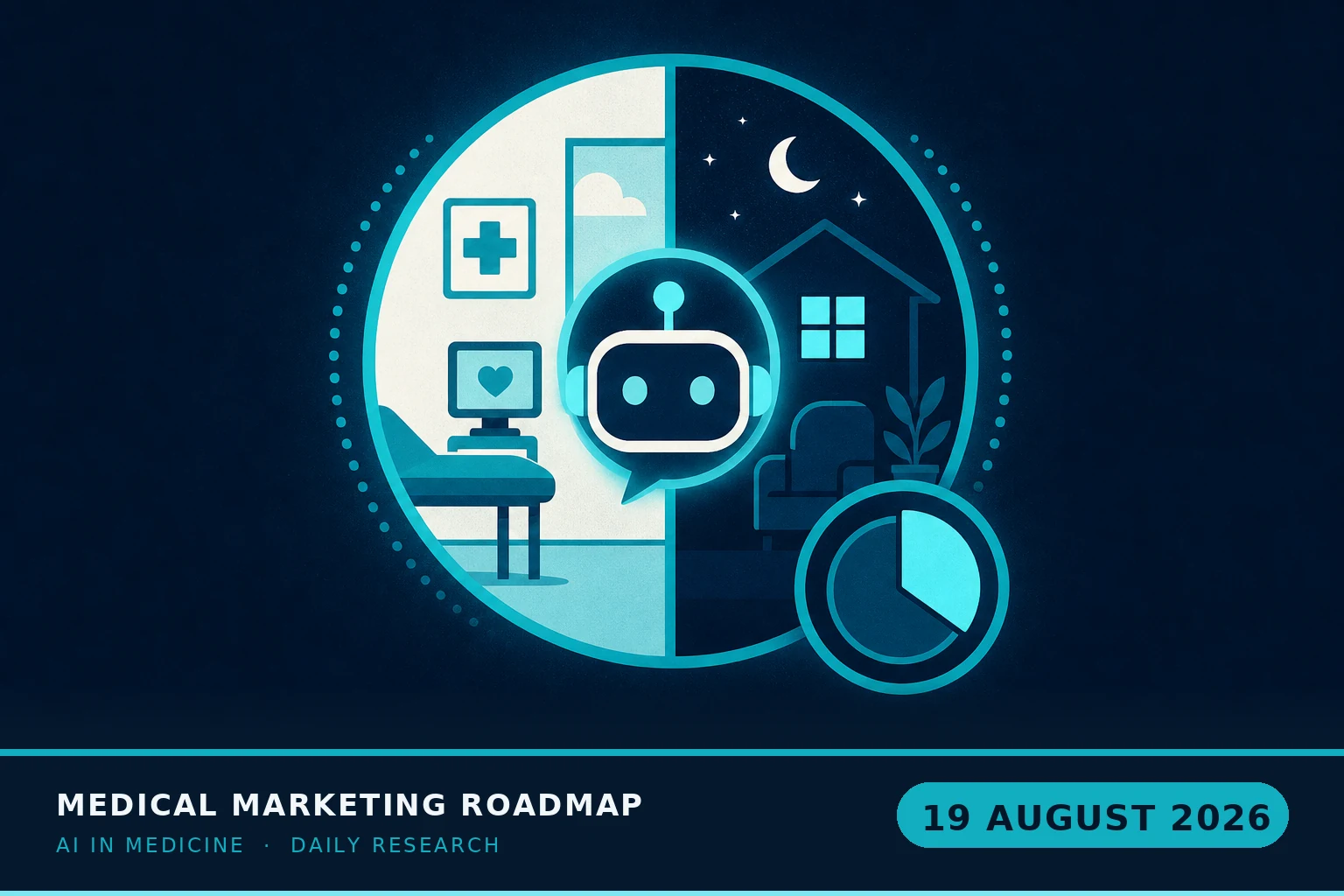 Medical Marketing Roadmap AI research illustration for August 19, 2026 — Epic's AI is now inside the visit — and a third of the conversations its patient agent has happen after hours