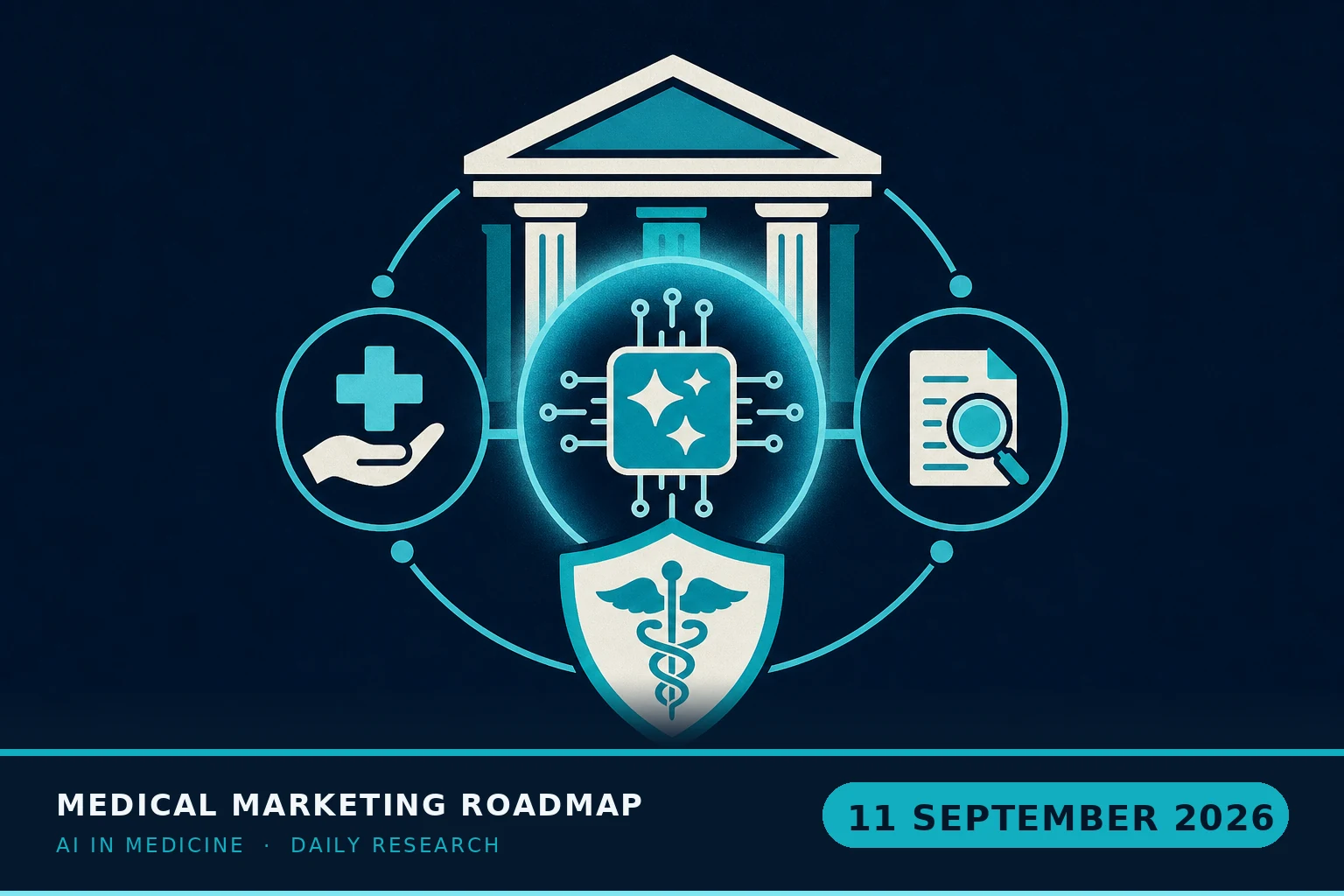 Medical Marketing Roadmap AI research illustration for September 11, 2026 — 1. :classical_building: _CMS created a "chief clinical AI officer" and she's openly working out when Medicare should pay for AI at all — and the FDA's