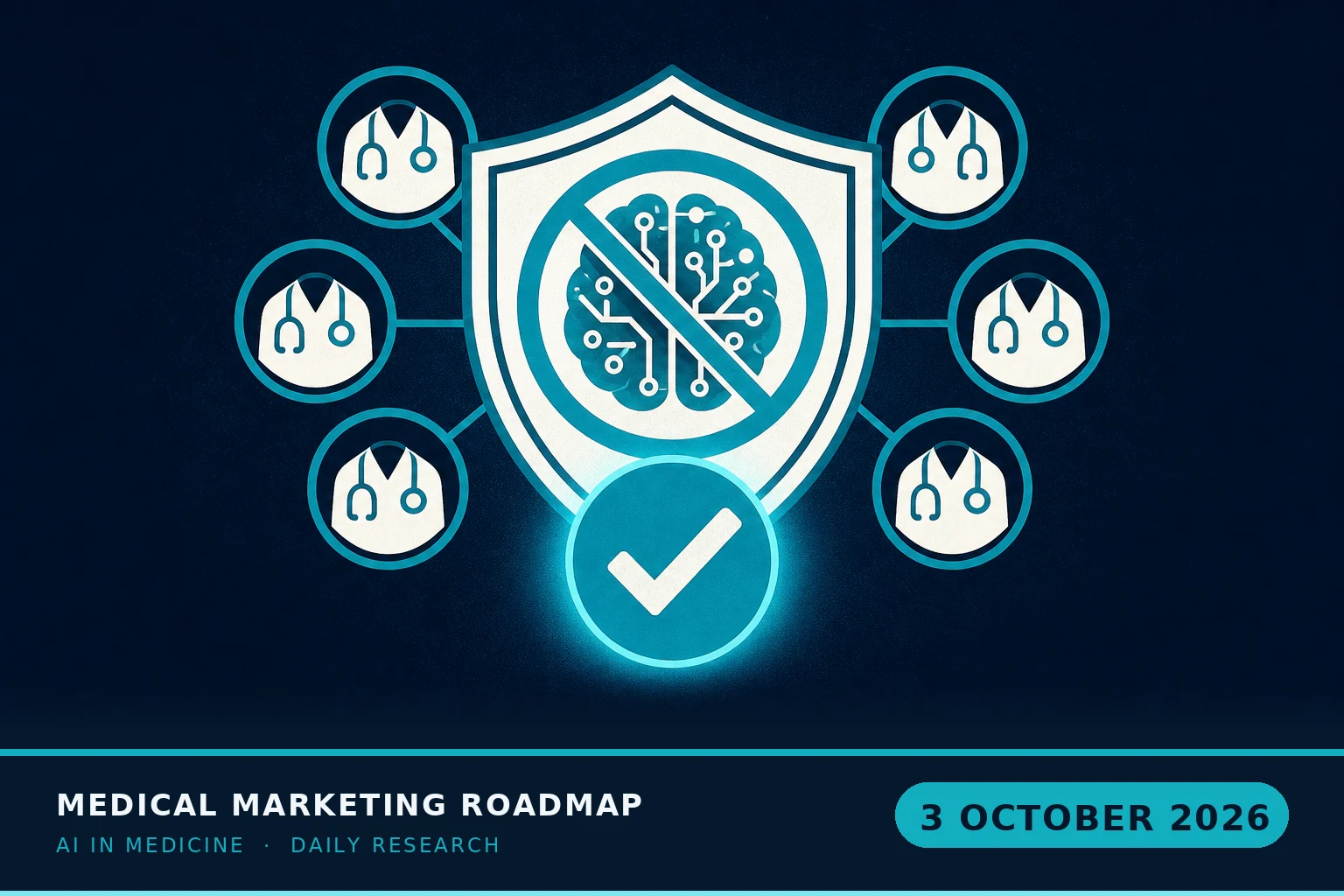 Medical Marketing Roadmap AI research illustration for October 3, 2026 — Six physician organizations publicly reject the claim that AI is better informed than doctors