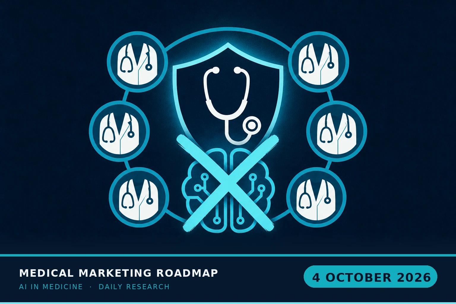 Medical Marketing Roadmap AI research illustration for October 4, 2026 — Six physician organizations publicly reject the claim that AI is better informed than doctors