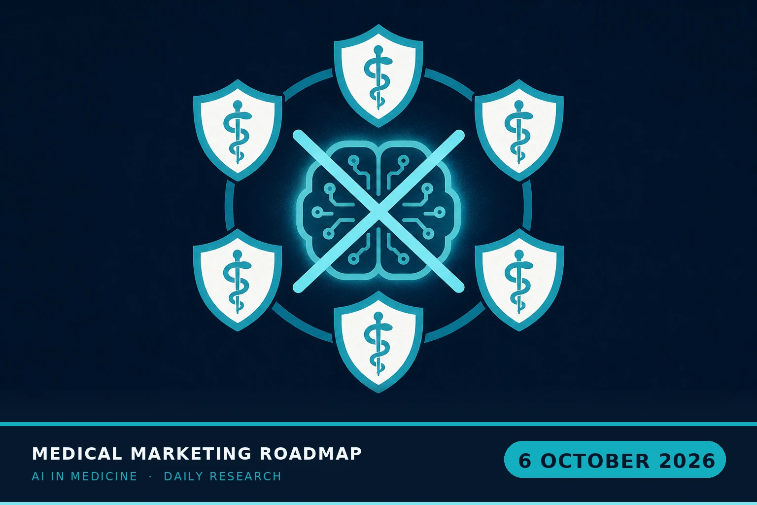Medical Marketing Roadmap AI research illustration for October 6, 2026 — Six physician organizations publicly reject the claim that AI is "better informed" than doctors
