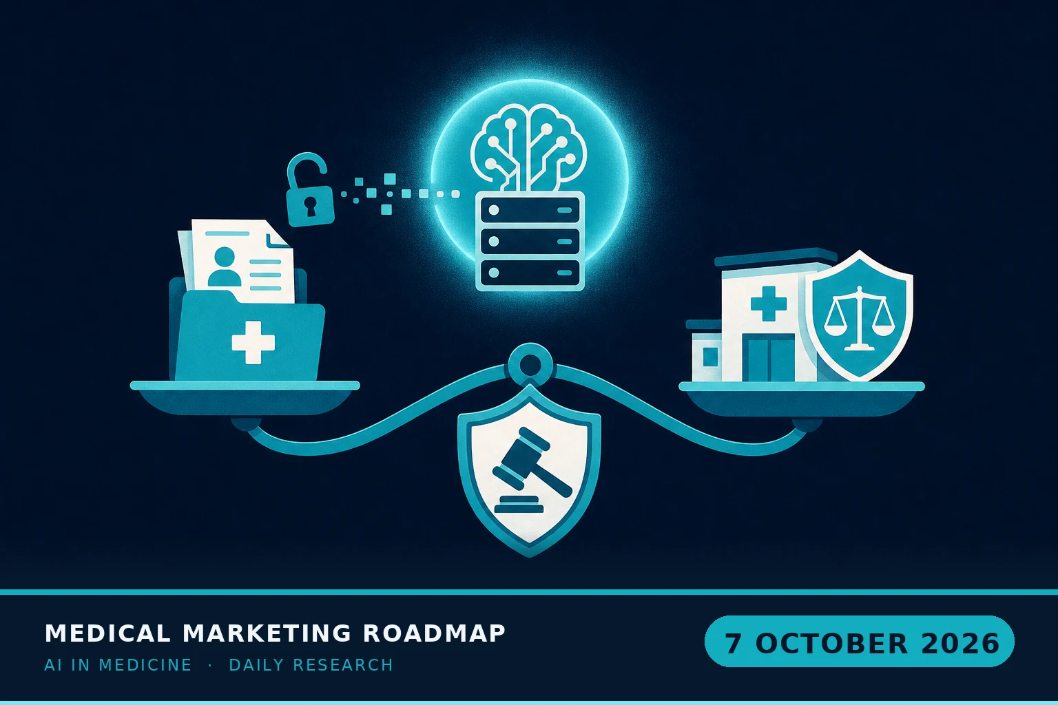 Medical Marketing Roadmap AI research illustration for October 7, 2026 — Healthcare attorney: an AI vendor that keeps your patient data after the contract ends leaves the practice holding the liability