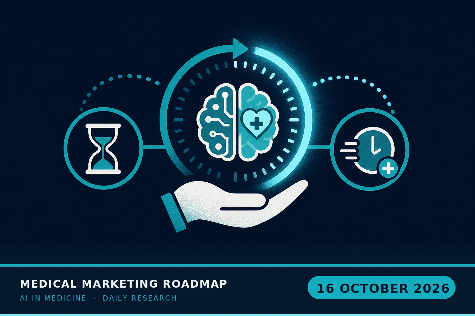 Medical Marketing Roadmap AI research illustration for October 16, 2026 — 63% of adults would wait 48 hours for a clinician-reviewed AI reply over an instant AI answer — but flip to speed for refills and scheduling