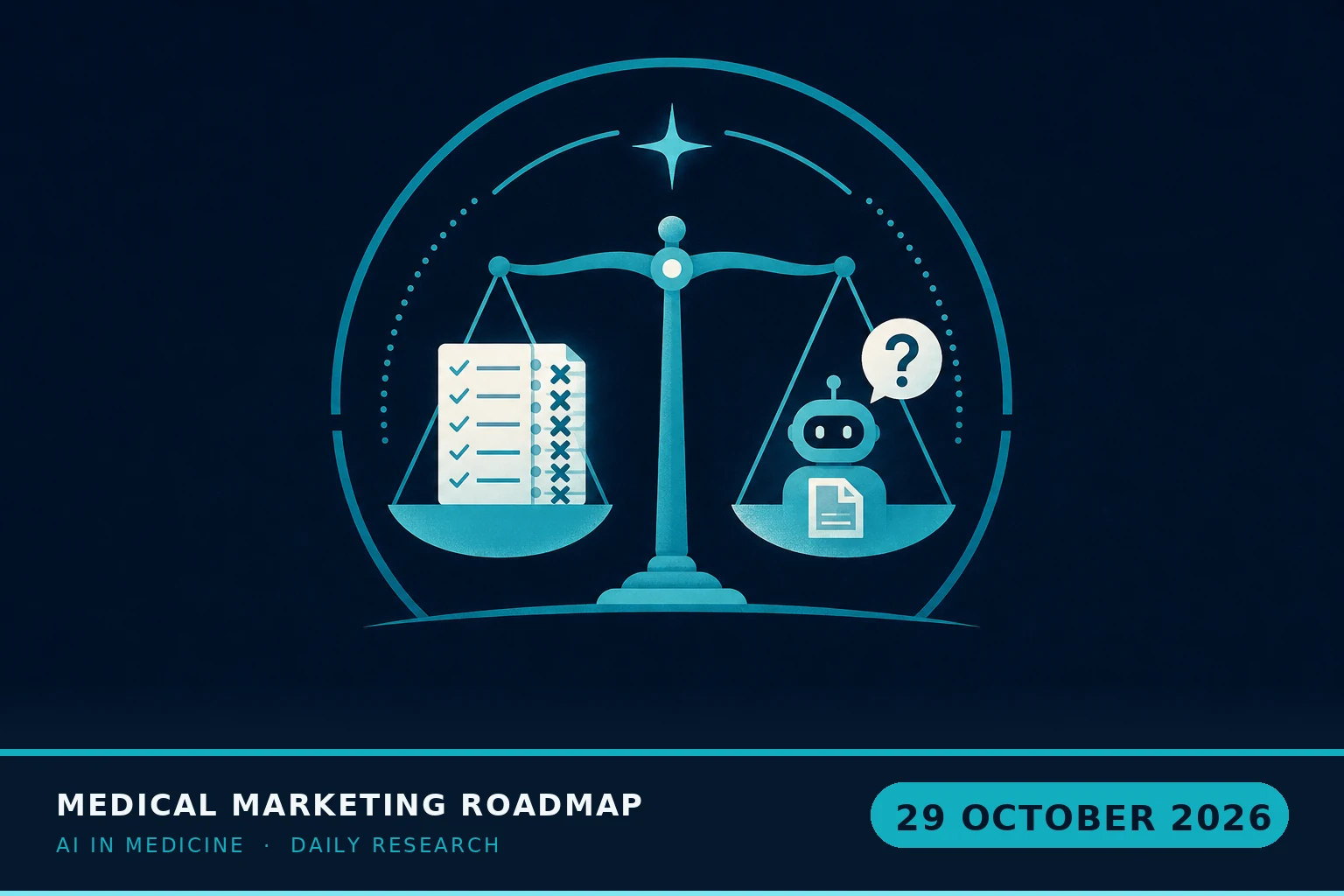 Medical Marketing Roadmap AI research illustration for October 29, 2026 — ONC's final HTI-5 rule cuts 14 certification criteria — and punts the question of whether ignoring an AI agent's data request counts as information bl